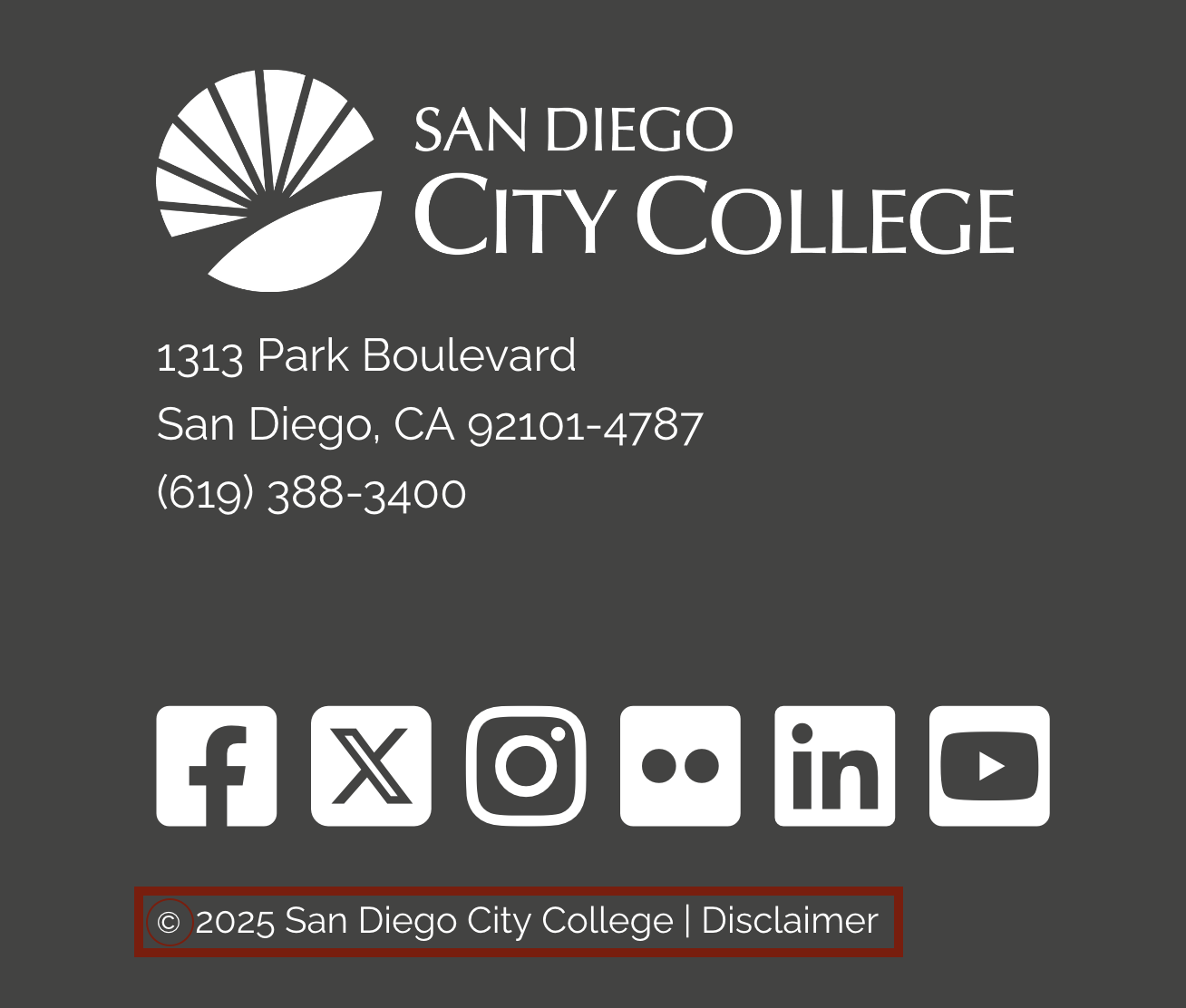 Footer copyright symbol login