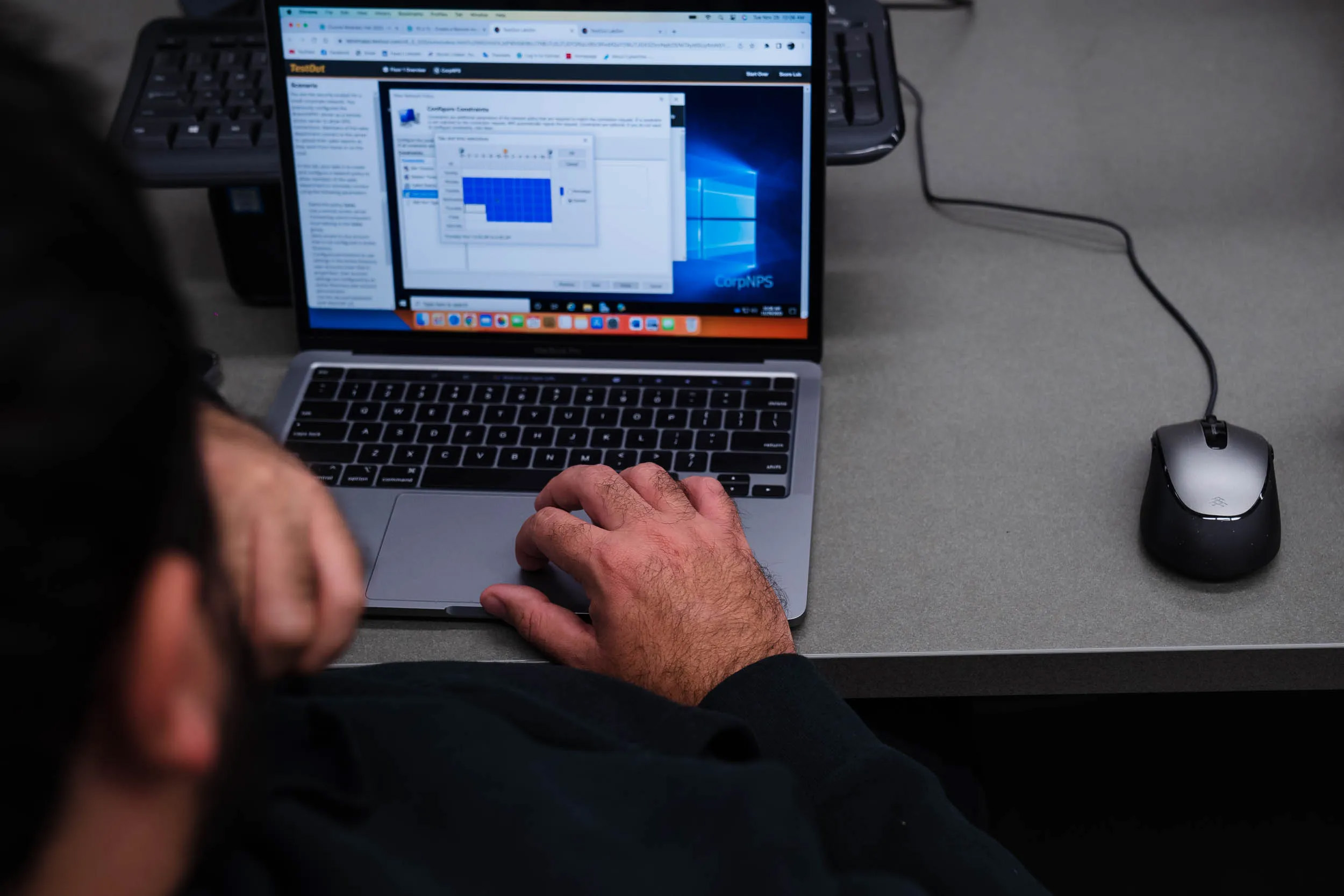 A student works on his computer during a cyber security class at San Diego City College on Nov. 29, 2022. / Photo by Ariana Drehsler