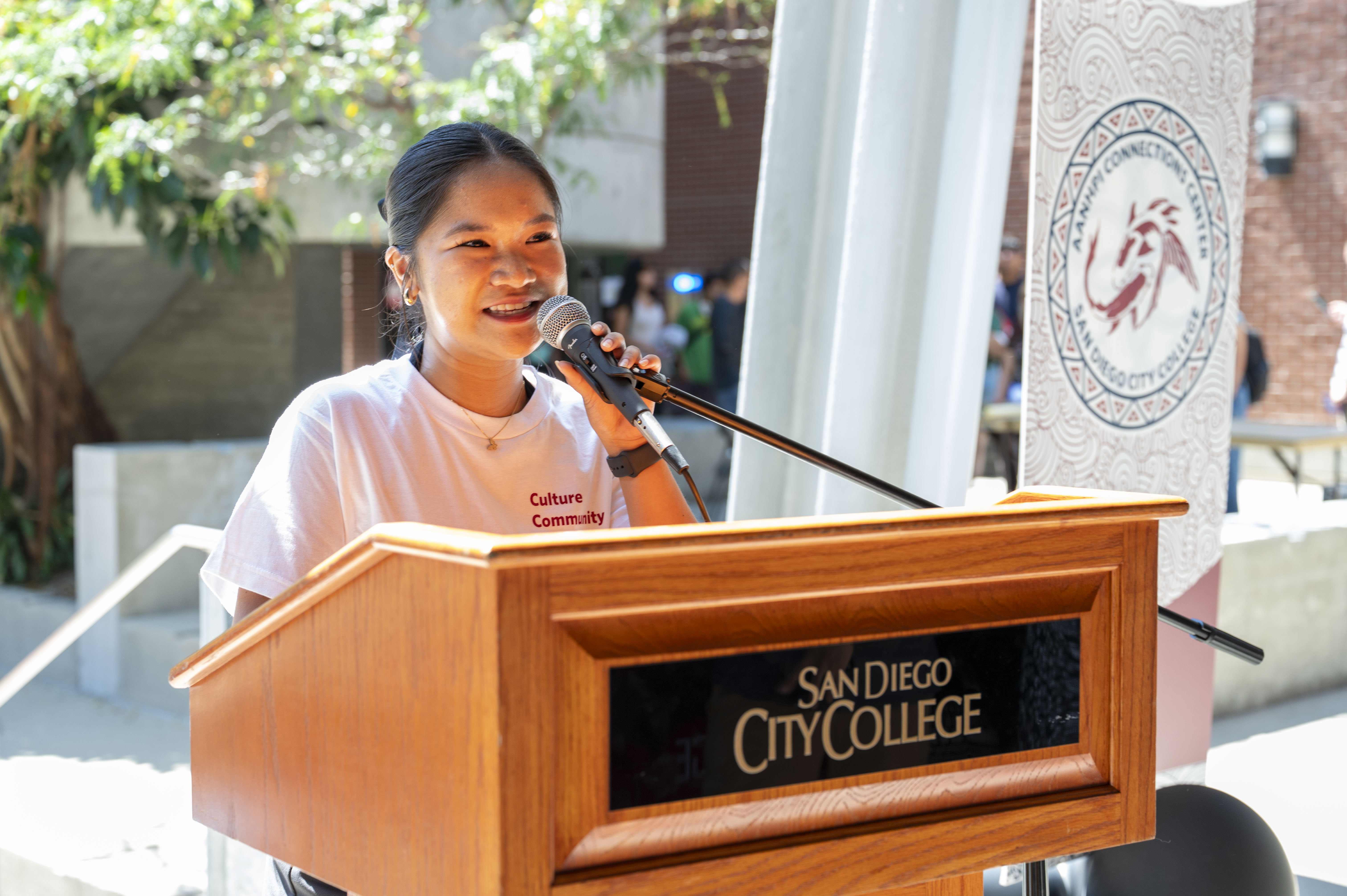 Louise Nicolei Perez Speaking at event
