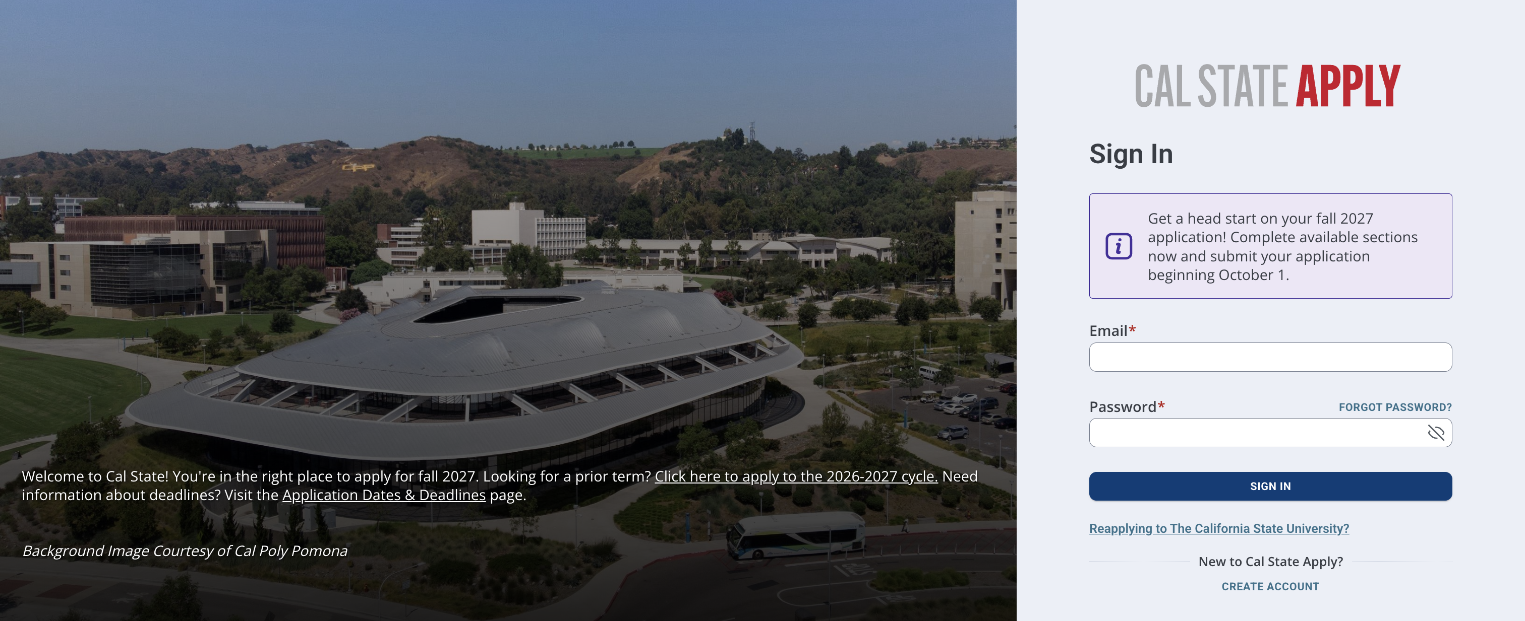 Cal State Apply Cal State Apply application sign-in page