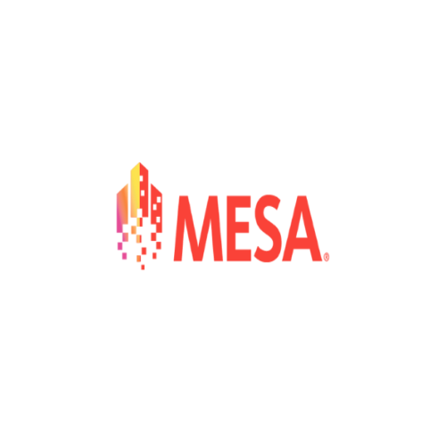 MESA logo with a spaceship lifting off the ground