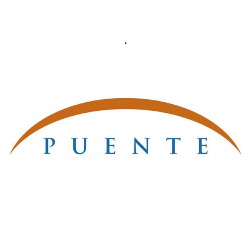 yellow half circle with the word puente inside