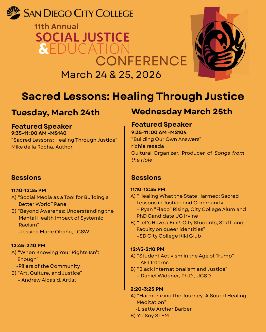 Social Justice Schedule