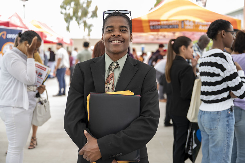 Student at a career fair